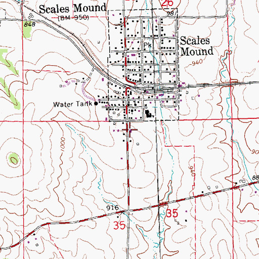 Topographic Map of Scales Mound Fire Department 1, IL