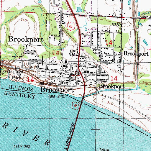 Topographic Map of Brookport Fire Department, IL