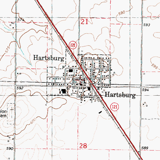 Topographic Map of Hartsburg Fire and Rescue, IL