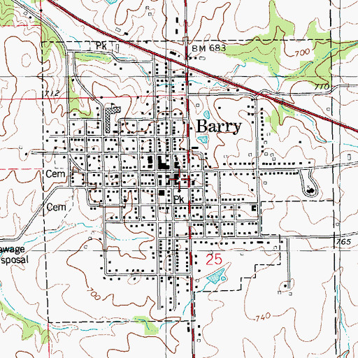 Topographic Map of Barry Fire Protection District, IL
