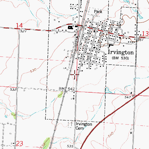 Topographic Map of Irvington Fire Protection District, IL