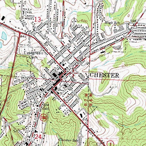 Topographic Map of Chester Fire Department, IL