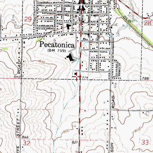 Topographic Map of Pecatonica Fire Protection District, IL