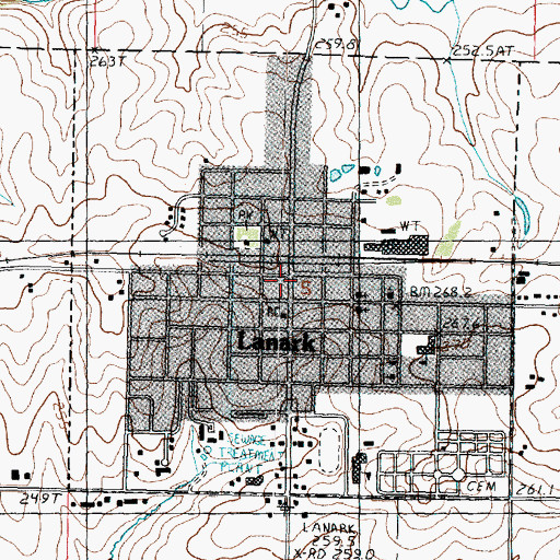 Topographic Map of Lanark Fire Protection District, IL