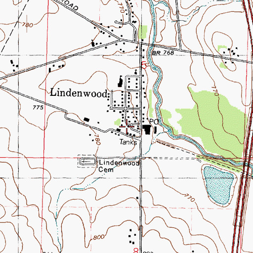 Topographic Map of Lynn Scott Rock Fire Protection District Linwood Station, IL