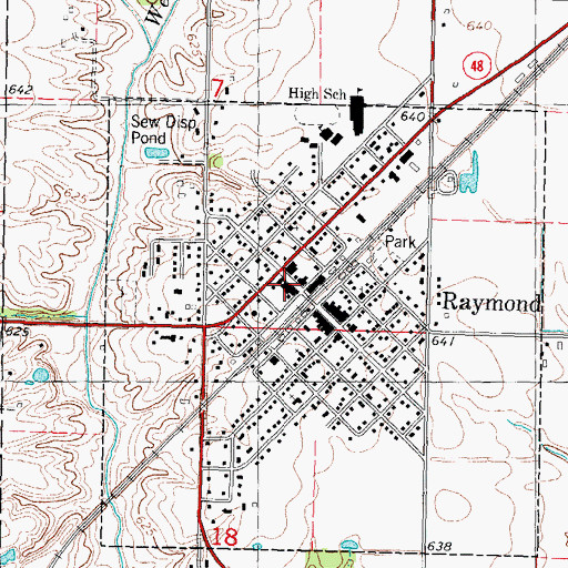 Topographic Map of Raymond - Harville Fire Department, IL