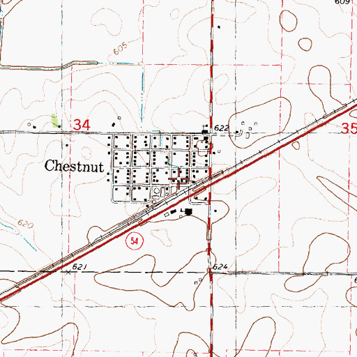 Topographic Map of Chestnut Volunteer Fire Department Station 2, IL