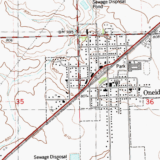 Topographic Map of Altona - Oneida - Wataga Ambulance Service, IL