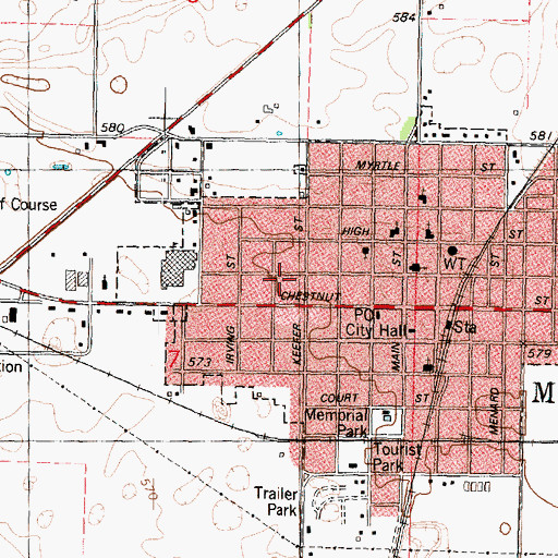 Topographic Map of Mason City Fire Protection District, IL
