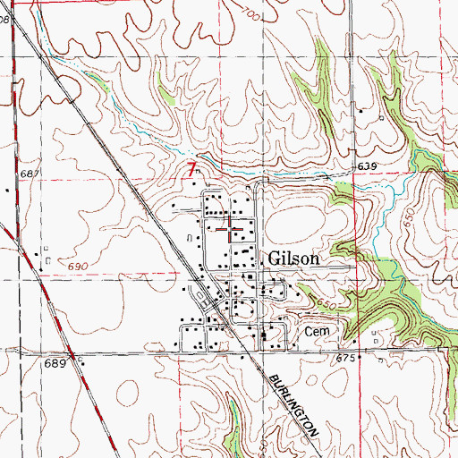 Topographic Map of Gilson Fire Department, IL
