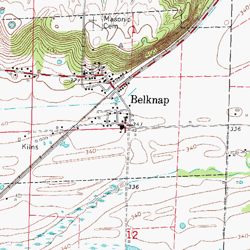 Topographic Map of Belknap Volunteer Fire Department, IL