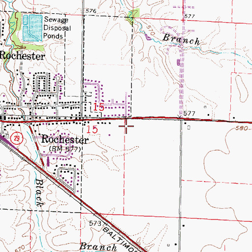 Topographic Map of Rochester Fire Protection District, IL