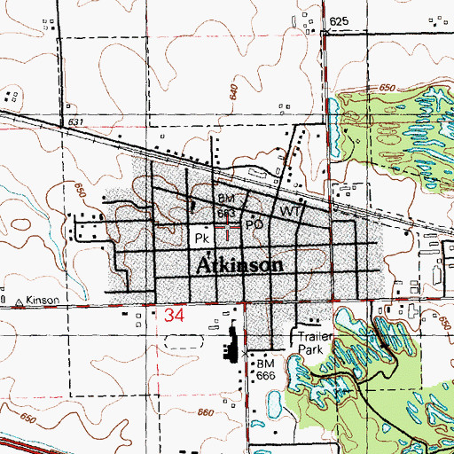 Topographic Map of Atkinson Fire Protection District, IL