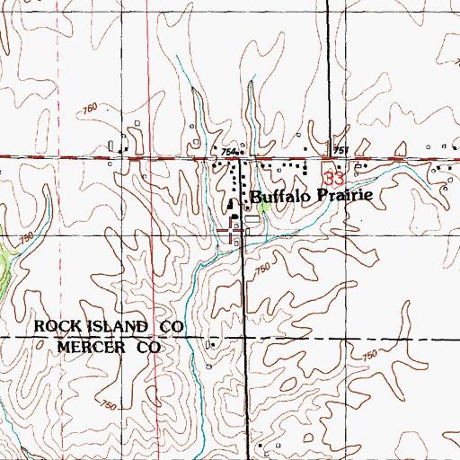 Topographic Map of Buffalo Prairie Community Fire Protection District, IL