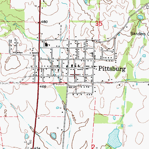 Topographic Map of Pittsburg Volunteer Fire Department, IL
