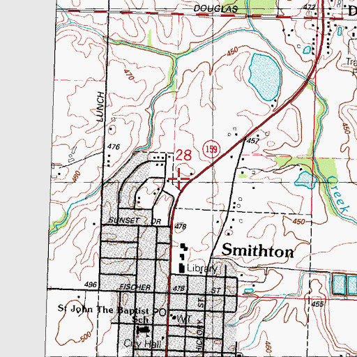 Topographic Map of Smithton Volunteer Fire Company, IL