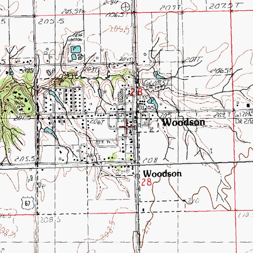 Topographic Map of Woodson Community Fire Protection District, IL