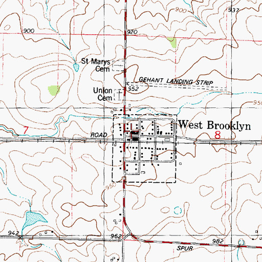 Topographic Map of West Brooklyn Fire Department, IL