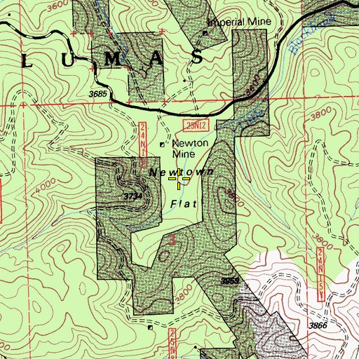 Topographic Map of Newtown Flat, CA
