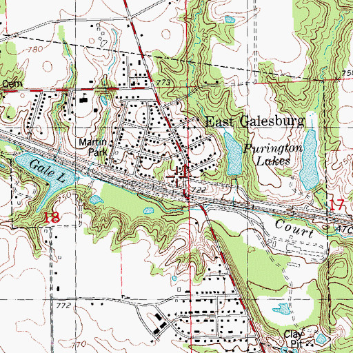Topographic Map of East Galesburg Fire Department, IL