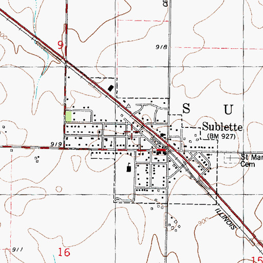 Topographic Map of Sublette Fire Department, IL
