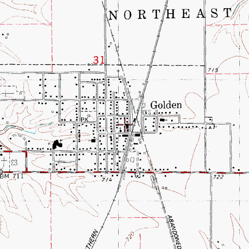 Topographic Map of Golden Fire Protection District, IL
