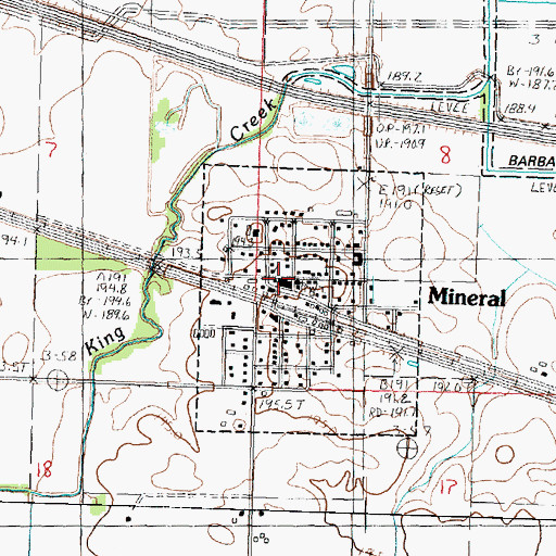 Topographic Map of Mineral - Gold Fire Protection District, IL