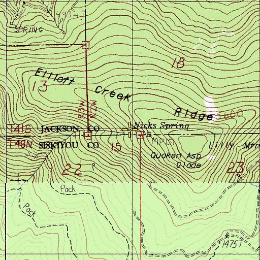 Topographic Map of Nicks Spring, OR