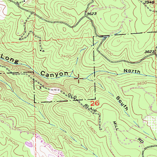 Topographic Map of North Fork Long Canyon, CA