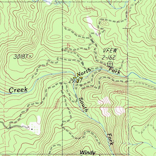 Topographic Map of North Fork Montgomery Creek, CA