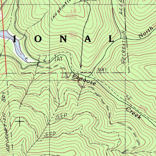 Topographic Map of North Fork Papoose Creek, CA