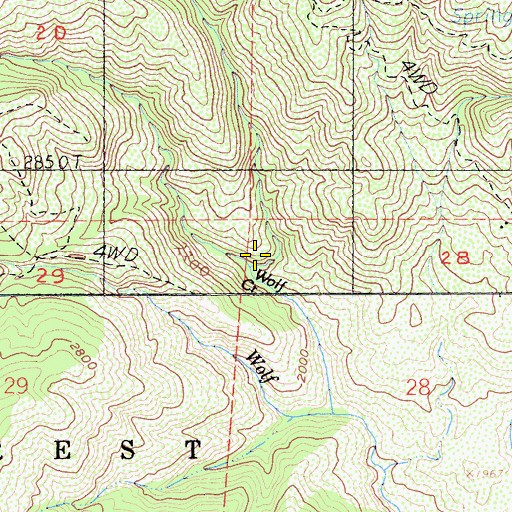 Topographic Map of North Fork Wolf Creek, CA