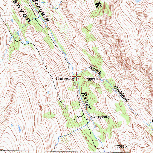 Topographic Map of North Goddard Creek, CA