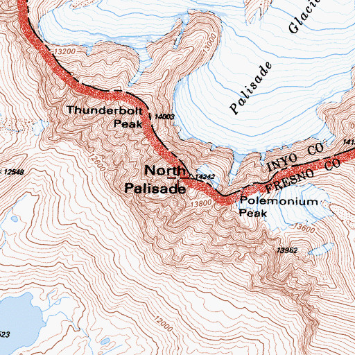 Topographic Map of North Palisade, CA