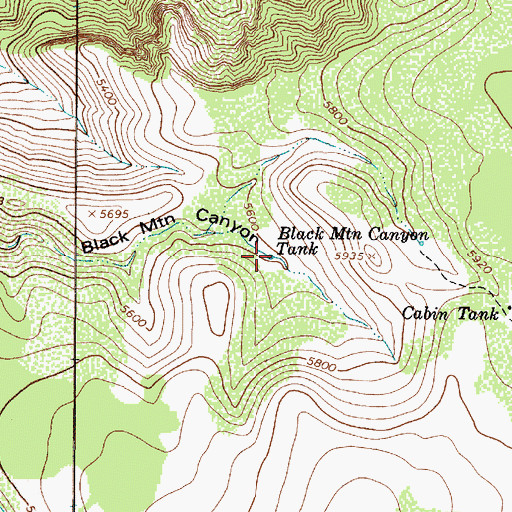 Topographic Map of Black Mountain Canyon Tank, AZ