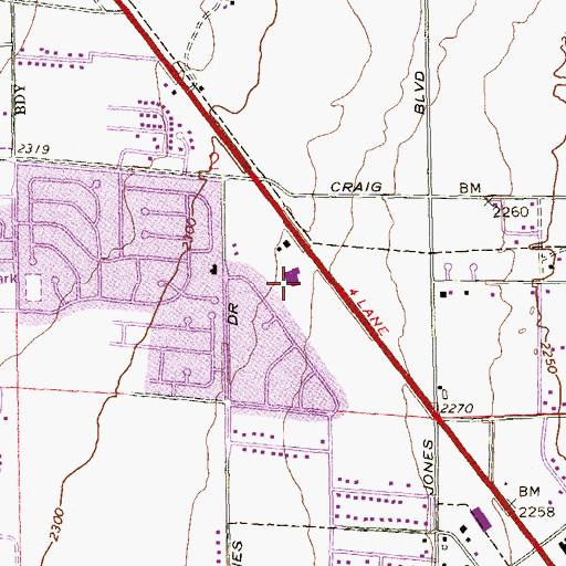 Topographic Map of University Medical Center of Southern Nevada Rancho Quick Care, NV