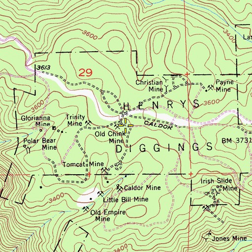 Topographic Map of Old Chinese Mine, CA