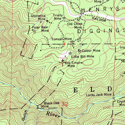 Topographic Map of Old Empire Mine, CA