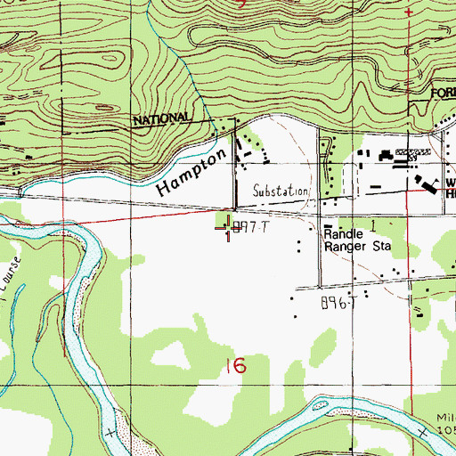 Topographic Map of Lewis County Fire District 14 Randle Fire and Emergency Medical Services Station 1, WA