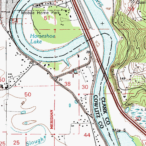 Topographic Map of Cowlitz County Fire Protection District 1, WA