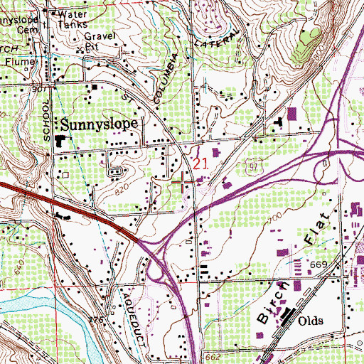 Topographic Map of Chelan County Fire District 1 Station 11 Sunnyslope / Olds, WA