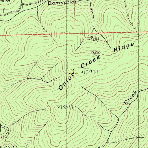 Topographic Map of Onion Creek Ridge, CA