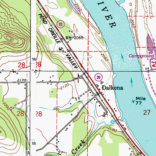 Topographic Map of Pend Oreille Fire District 4 Station 41, WA