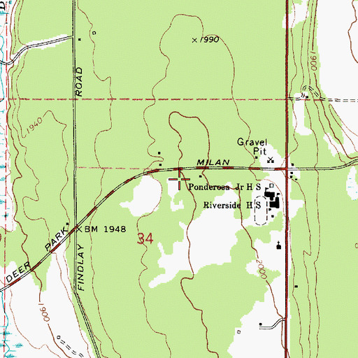 Topographic Map of Spokane County Fire District 4 Station 46 Riverside, WA