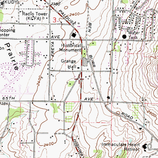 Topographic Map of Spokane County Fire District 8 Station 81, WA
