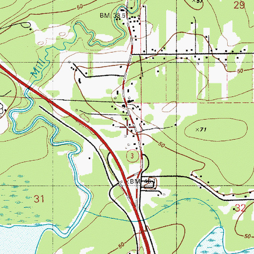Topographic Map of Mason County Fire District 4 Station 47, WA