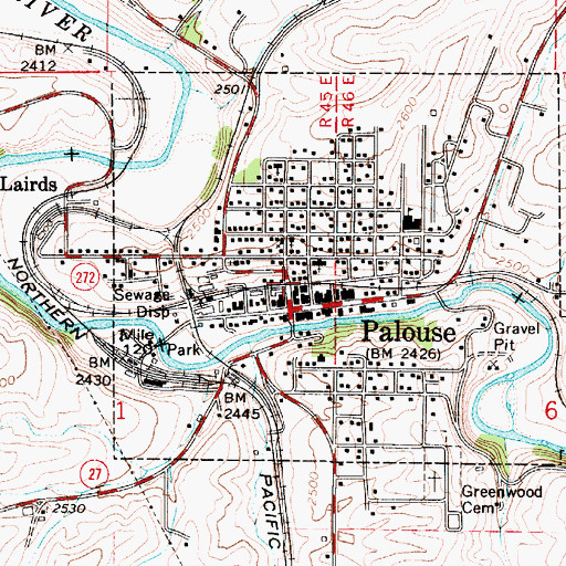 Topographic Map of Palouse Fire Department, WA