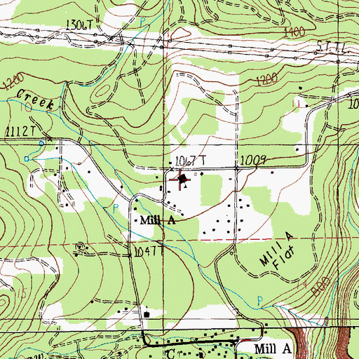 Topographic Map of Mill A Volunteer Fire Department, WA