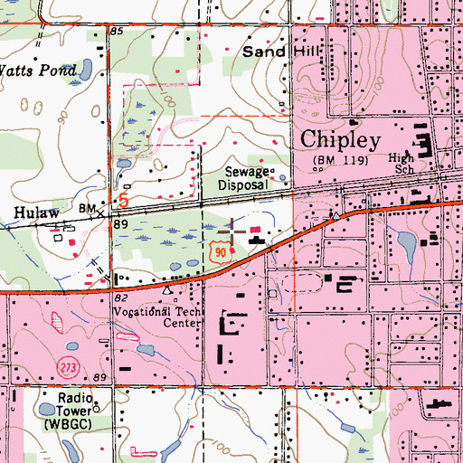 Topographic Map of Chipley Fire Department, FL