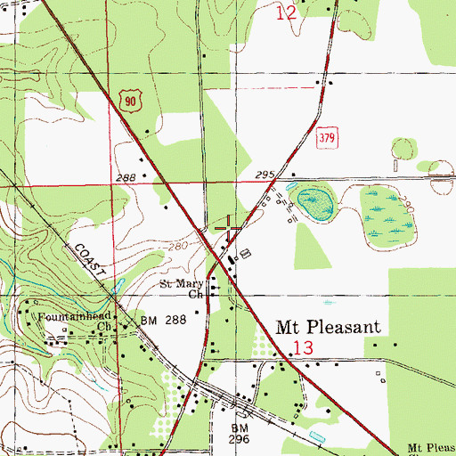 Topographic Map of Mount Pleasant Volunteer Fire Department, FL